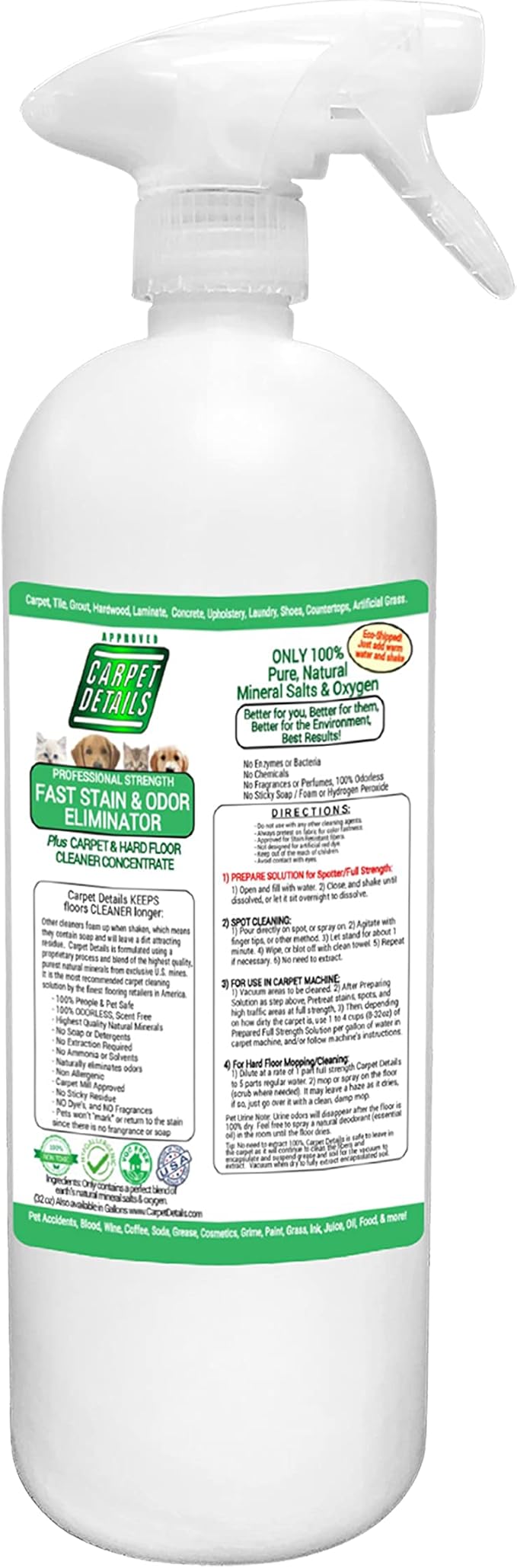 32 oz spray bottle of Carpet Details Stain Remover for Home owners