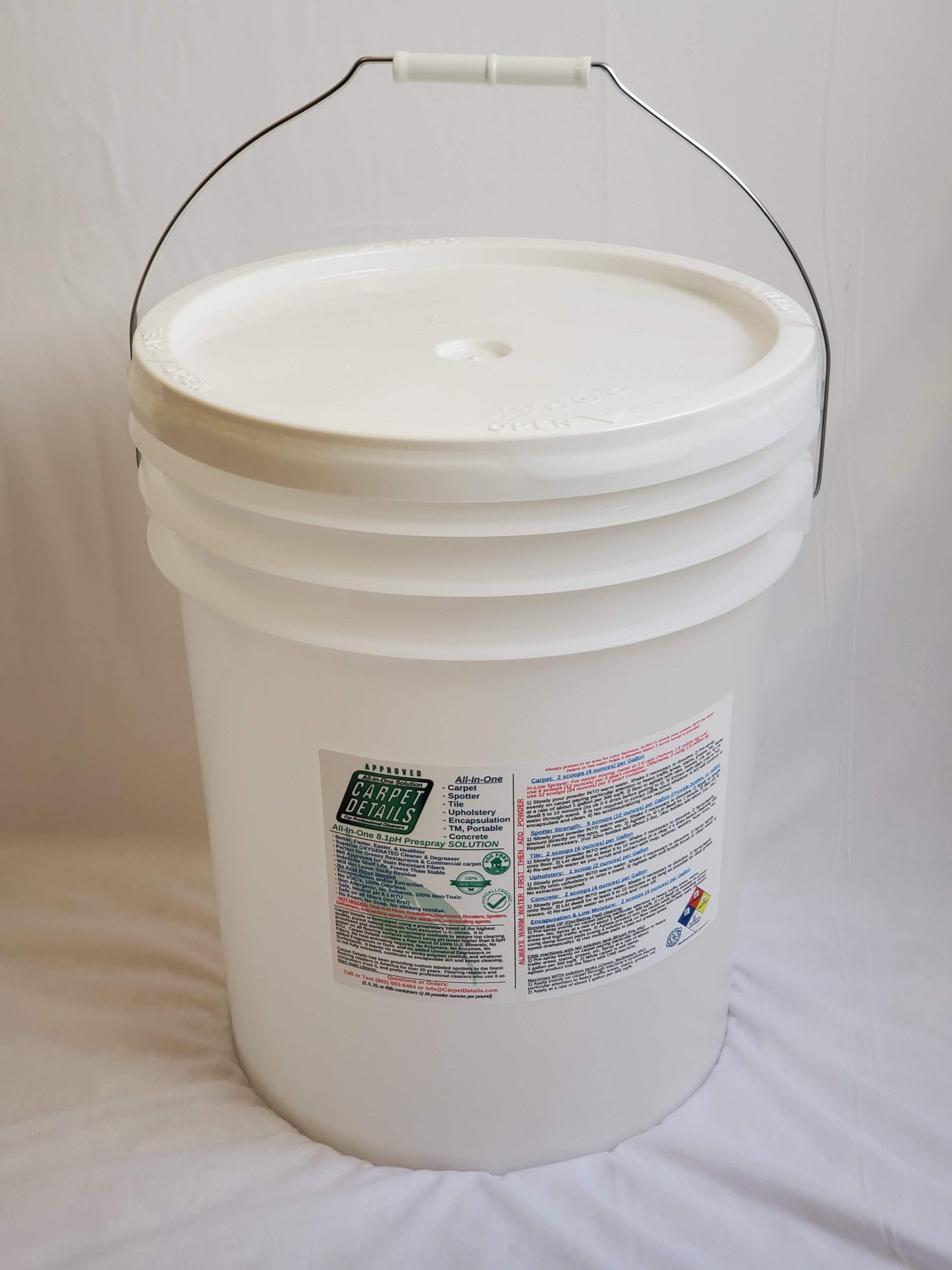 25 lb pail (FREE SHIPPING) 5 gal bucket of Professional Carpet Details All in One Prespray